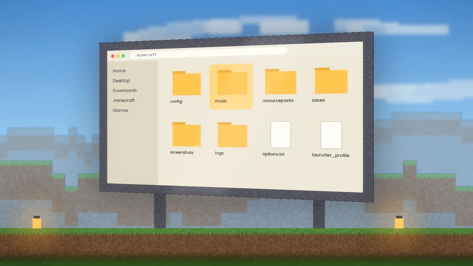 The .minecraft mods folder used to install Web Displays Mod